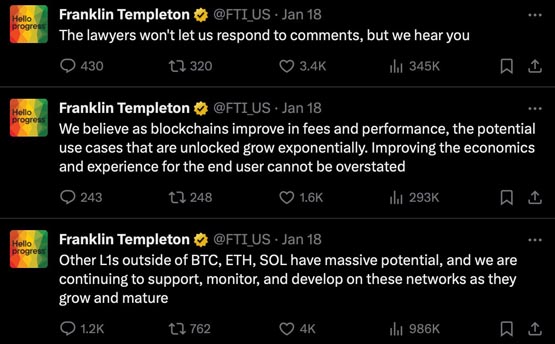 富兰克林邓普顿申请以太坊现货ETF！秀出雷射眼拥抱加密 大赞SOL