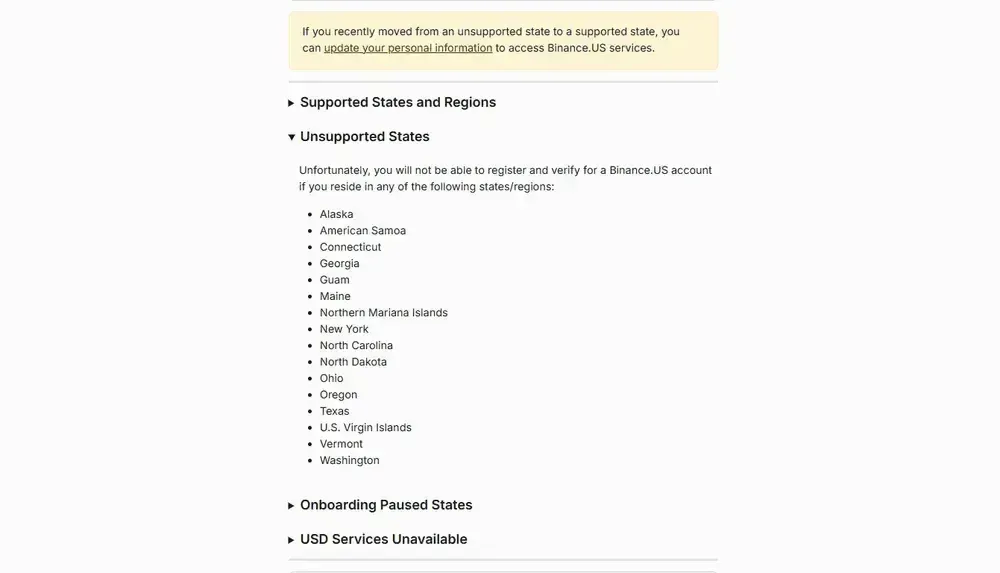 币安支持与限制国家