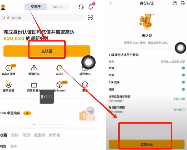 Bybit完成（KYC）身份认证