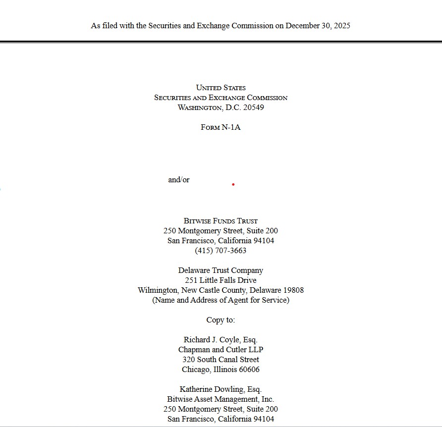 Bitwise向SEC提交11个单币ETF