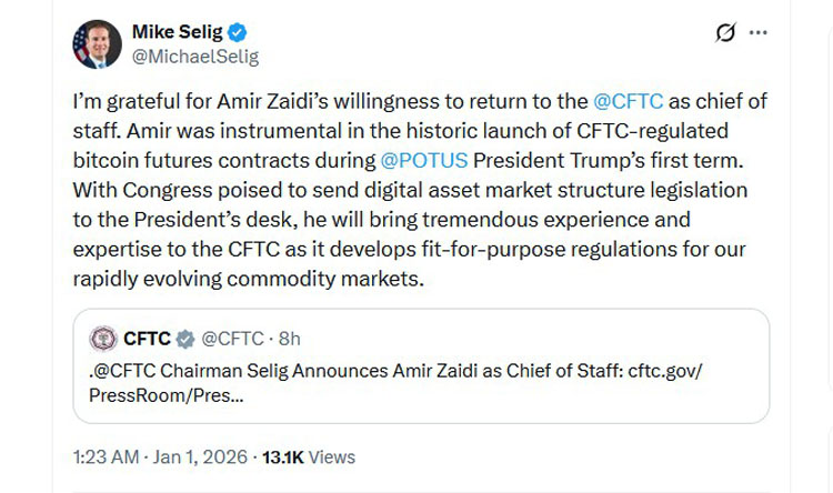 比特币期货先驱重返CFTC要职