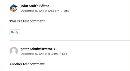 User role label shown next to their comment