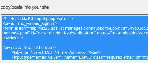 MailChimp Form Embed Code