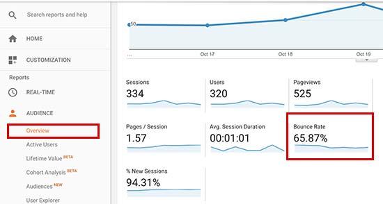 Checking bounce rate in Google Analytics