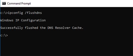 Clearing DNS cache in Windows
