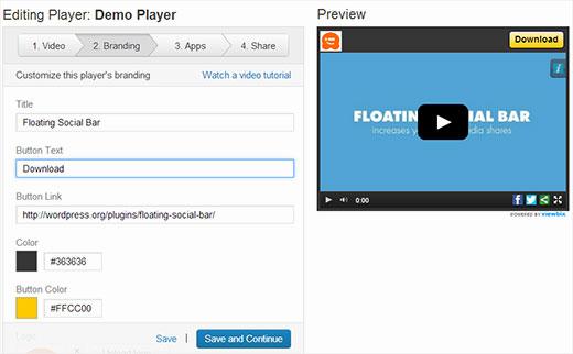 Add your own branding to video player