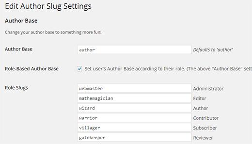 Changing the author base in WordPress