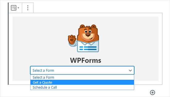 Adding the WPForms block to your page or post