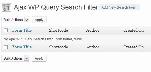 Add new Ajax Search Form in WordPress