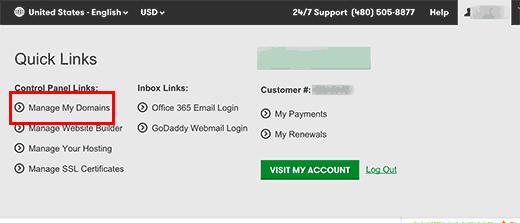 Manage your domains in GoDaddy