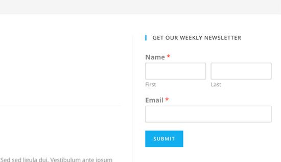 Editing newsletter signup form