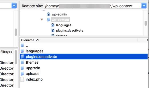 Deactivate plugins by renaming the plugins folder