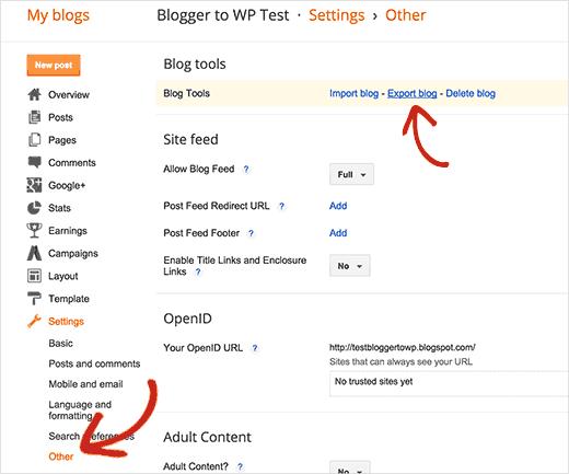 Exporting your Blogger blog