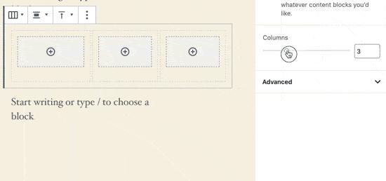 Column width and pattern