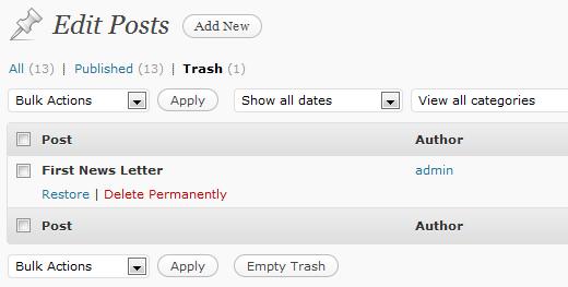 WordPress Recycle Bin - Trash