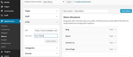Adding a link to staff menu archive page