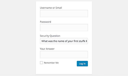Login form with security question