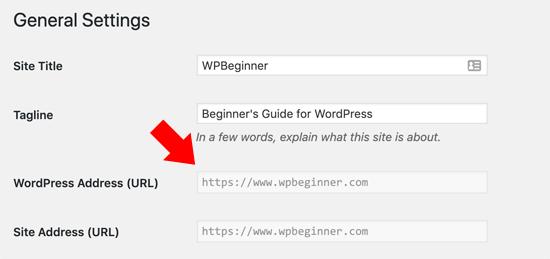 WordPress Address URL Greyed Out
