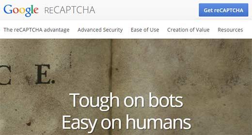 Get reCAPTCHA using your Google Account