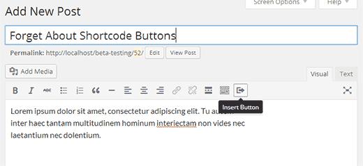 Insert Button button in Visual Editor