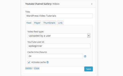 Configuring YouTube Widget Settings