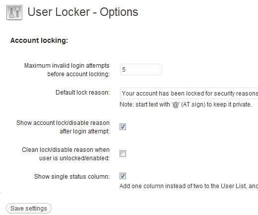 User Locker Settings