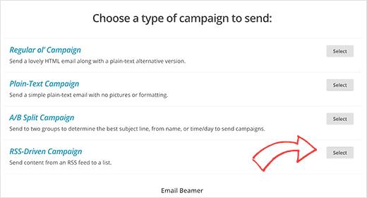 Creating RSS campaign in MailChimp