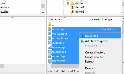 Download all your WordPress files and folders through FTP