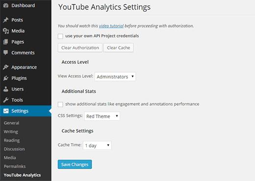 YouTube Analytics Settings