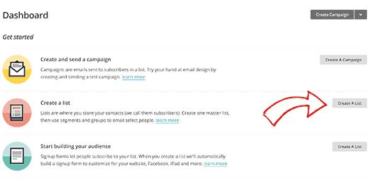 Creating an email list in MailChimp