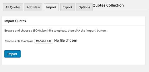 Import quotes into other WordPress site