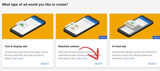 Select Google Matched Content