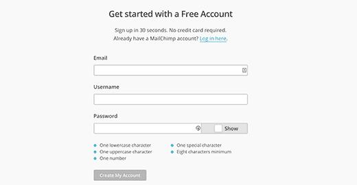 MailChimp Sign up