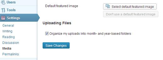 upload a default featured image in Media Settings