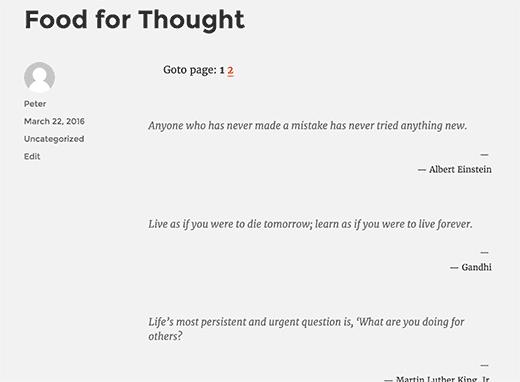 Quotes list with pagination