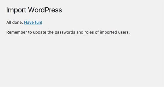 Successfully imported Weebly data into WordPress