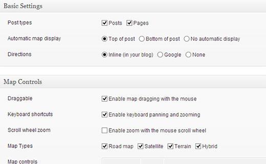 MapPress settings page