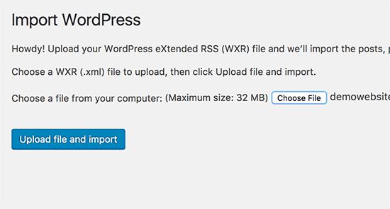 Importing WordPress XML file