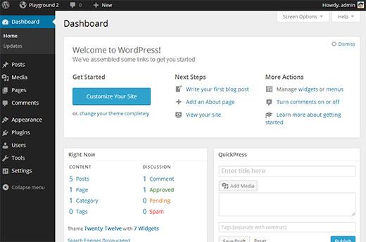 WordPress Admin UI with MP6 plugin