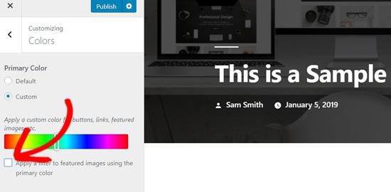 Disable color filter on featured images in Twenty Nineteen theme