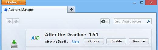 After The Deadline settings in Firefox