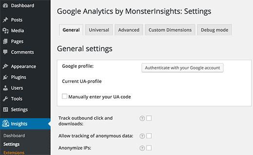 验证Google帐户以选择您的Google Analytics配置文件