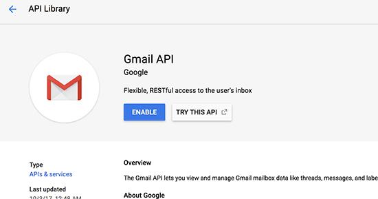 Enale Gmail API