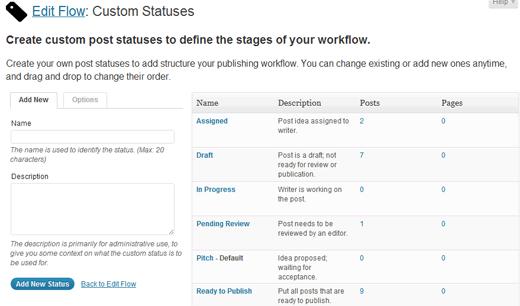 Edit Flow Custom Statuses