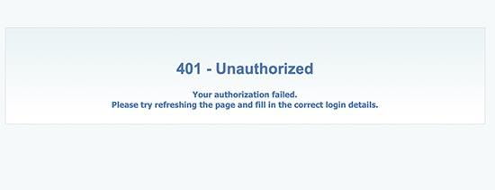 401 Authorization failed error