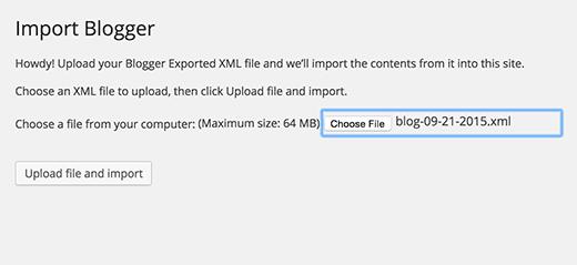 Upload export file