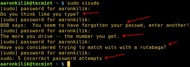 让 sudo 在你输入错误的密码时“嘲讽”你