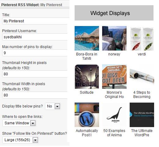 Pinterest RSS Widget for WordPress