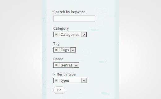An advanced search form in WordPress