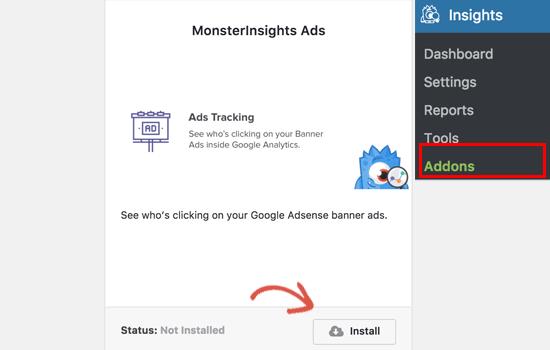 Ads tracking addon